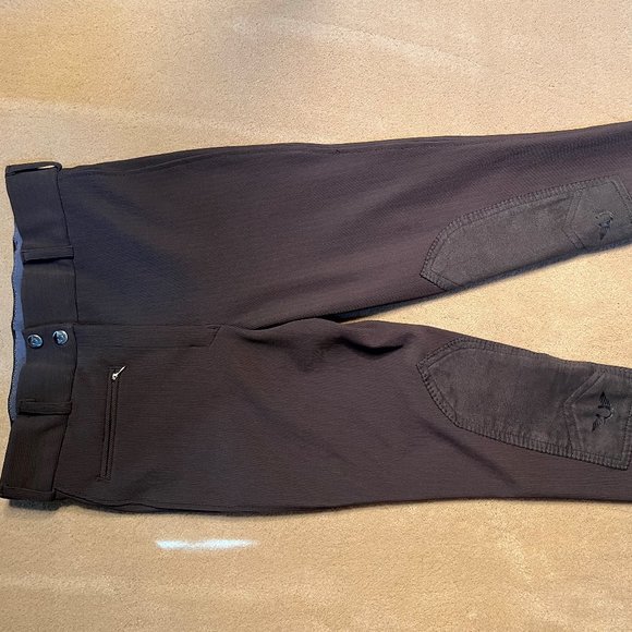 Tuffrider Charcoal Grey Ribbed Knee Patch Breeches - Picture 1 of 4